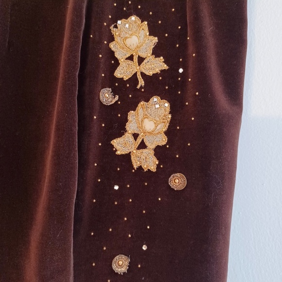 Vintage 60s Malbe Original 2 Pc Size 12 Appliqué Shirt and Slim Ankle Pant Suit - Picture 9 of 16